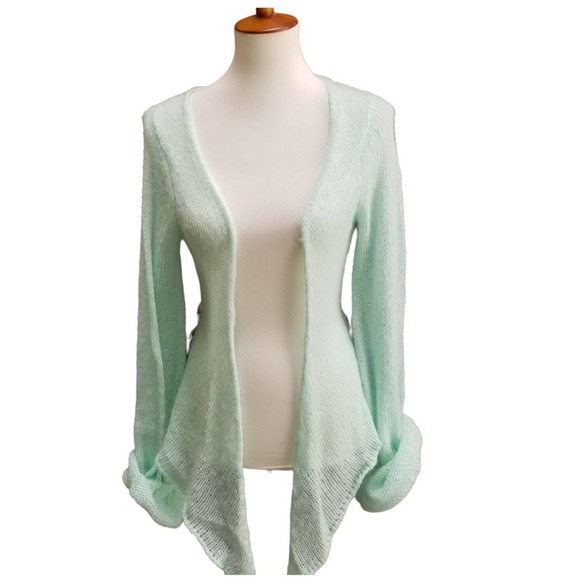 Anthropologie Sweaters - Anthropologie Wooden Ships NEW Sz M/L Green Open Cardigan Sweater BOHO Mohair Bl